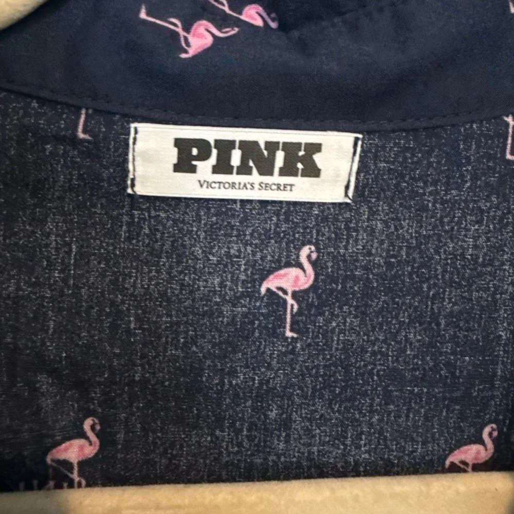 Victoria's Secret Dark Blue Shirt with Pink Flamingo Design - Picture 2 of 4